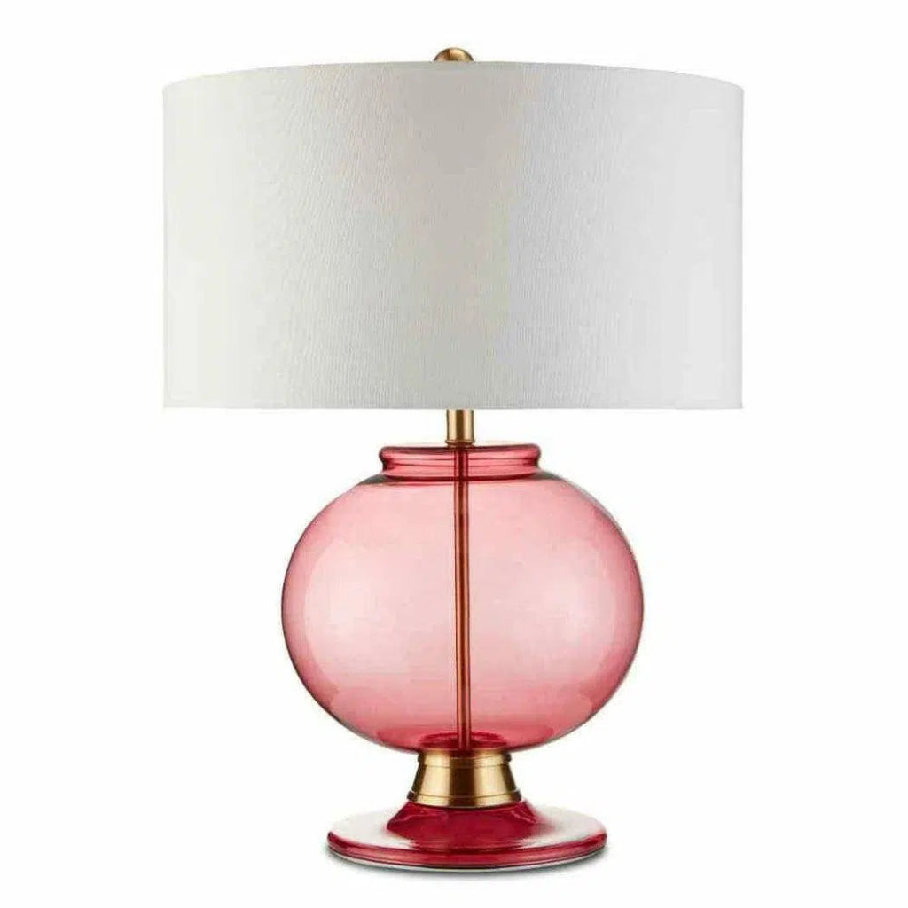 Clear Red Brass Jocasta Red Table Lamp - LOOMLAN - Currey & Co - Table Lamps