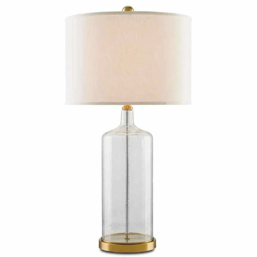 Clear Seeded Glass Brass Hazel Table Lamp - LOOMLAN - Currey & Co - Table Lamps