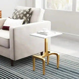 Clement Marble Side Table White & Gold - LOOMLAN - Zuo Modern - Side Tables