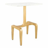 Clement Marble Side Table White & Gold - LOOMLAN - Zuo Modern - Side Tables