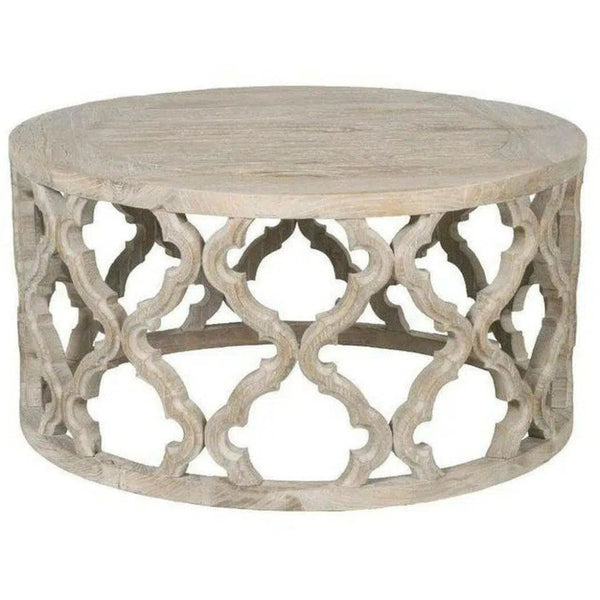 Clover Round Medium Size Coffee Table Carved Mango Wood - LOOMLAN - Essentials For Living - Coffee Tables