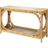 Coastal Brown Rattan & Tempered Glass Console Table - LOOMLAN - Jamie Young - Console Tables