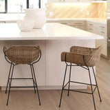 Coastal Style Brown Rattan Nusa Counter Stool Back - LOOMLAN - Jamie Young - Counter Stools