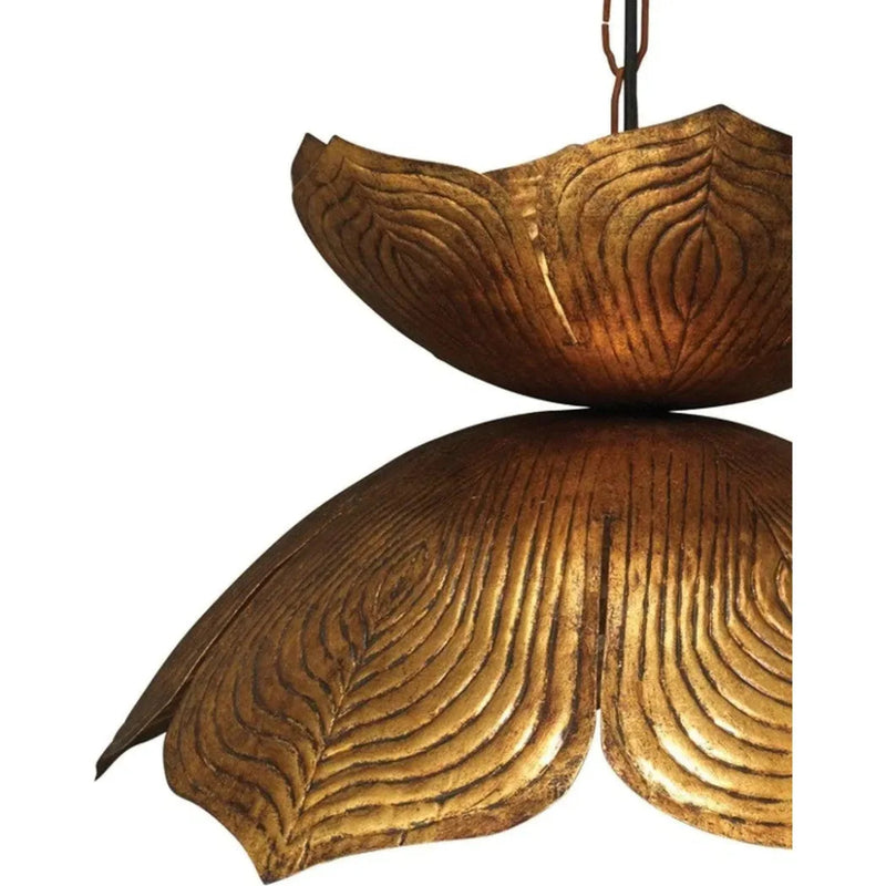 Coastal Style Gold Iron Flowering Lotus Pendant - Large - LOOMLAN - Jamie Young - Pendants