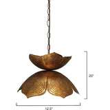 Coastal Style Gold Iron Flowering Lotus Pendant - Large - LOOMLAN - Jamie Young - Pendants