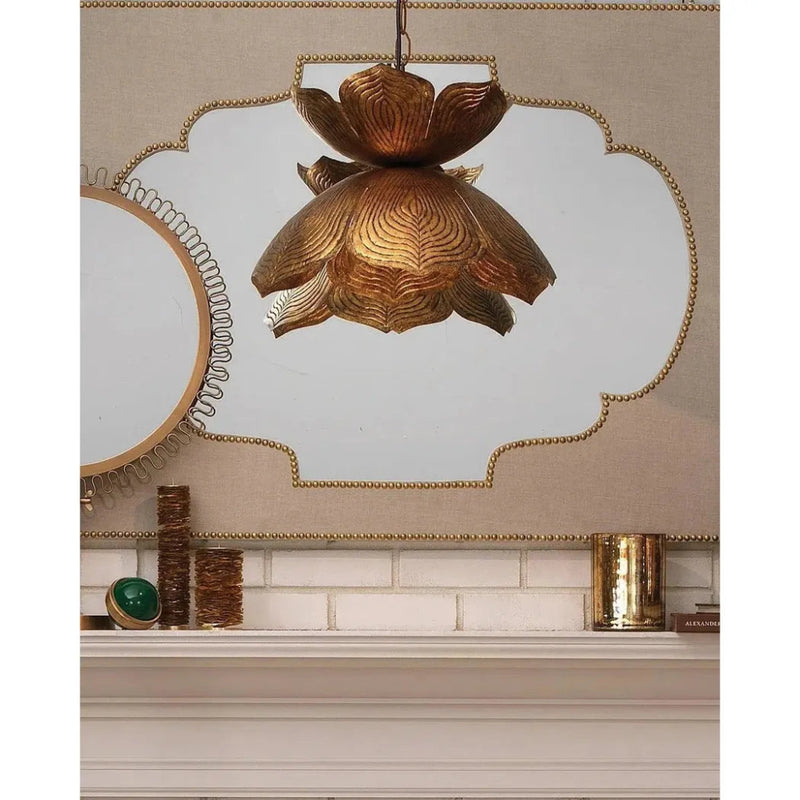 Coastal Style Gold Iron Flowering Lotus Pendant - Small - LOOMLAN - Jamie Young - Pendants