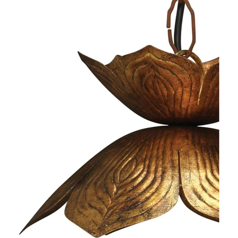 Coastal Style Gold Iron Flowering Lotus Pendant - Small - LOOMLAN - Jamie Young - Pendants