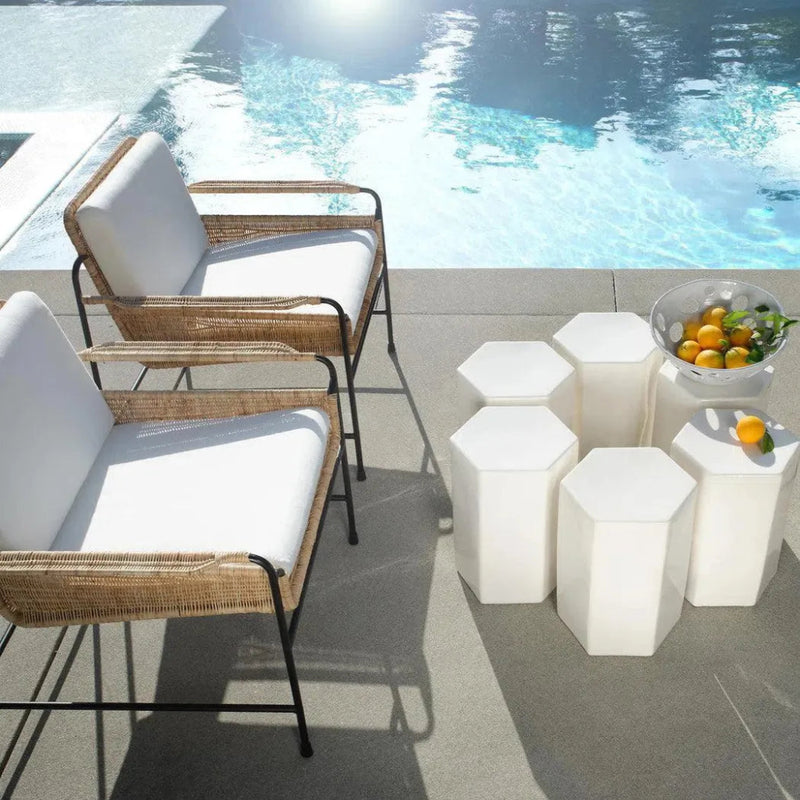 Coastal Style Rattan Cotton Poly Lounge Chair Palermo - LOOMLAN - Jamie Young - Accent Chairs