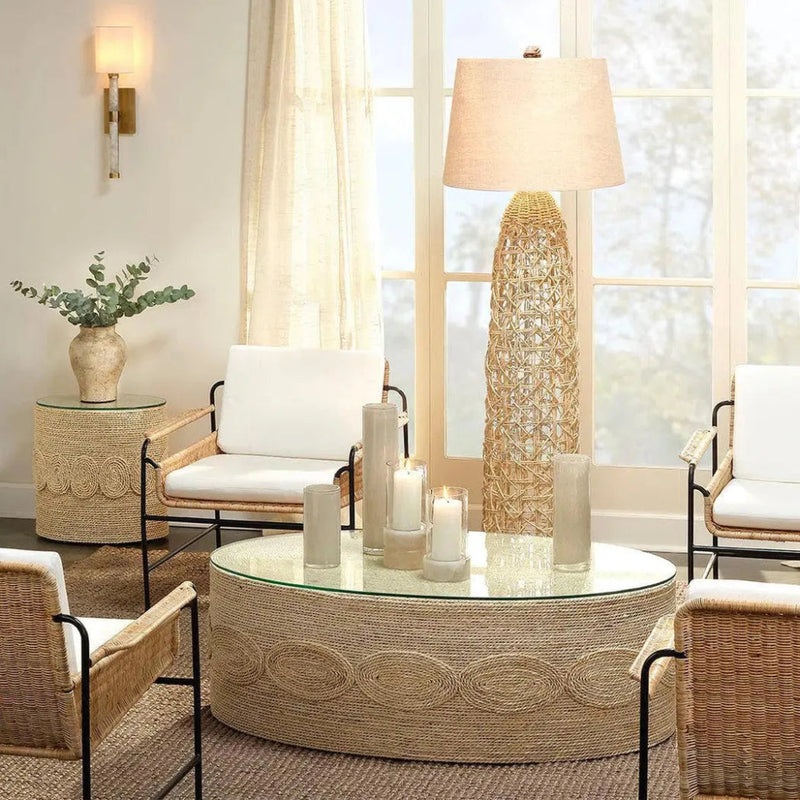 Coastal Style Rattan Cotton Poly Lounge Chair Palermo - LOOMLAN - Jamie Young - Accent Chairs