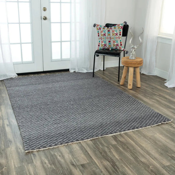 Cobi Basketweave Charcoal Area Rugs For Living Room - LOOMLAN - LOOMLAN - Area Rugs
