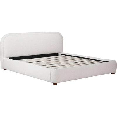 Colin Ivory Off White Velvet Bed Frame - LOOMLAN - Moe's Home - Beds