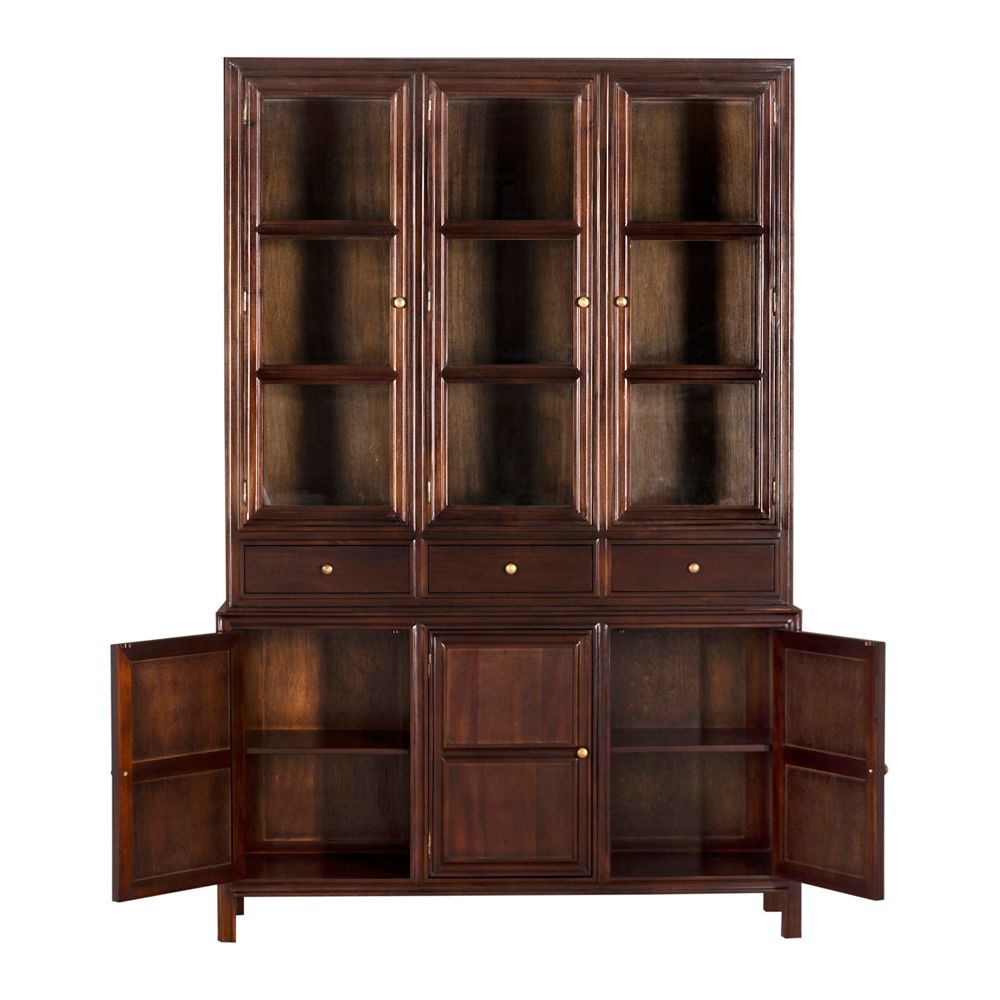 Colonial Wooden Hand Rubbed Brown Hutch - LOOMLAN - Etageres