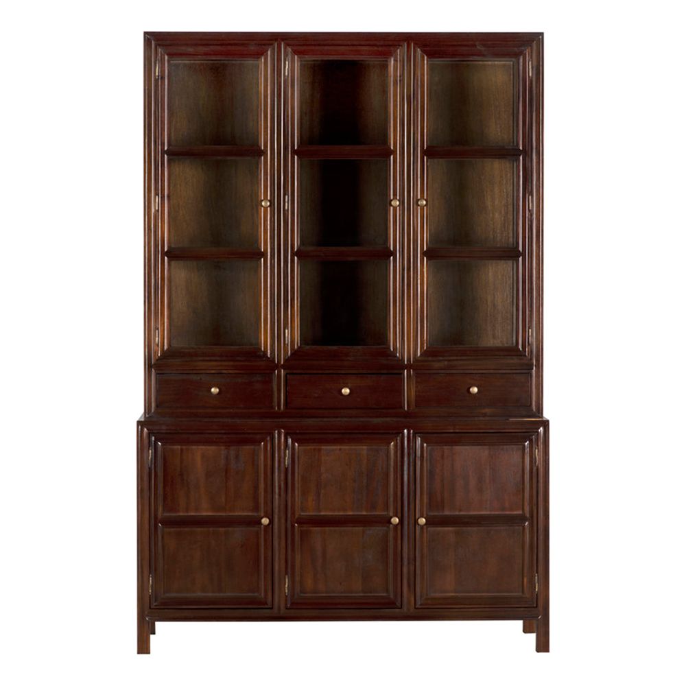 Colonial Wooden Hand Rubbed Brown Hutch - LOOMLAN - Etageres