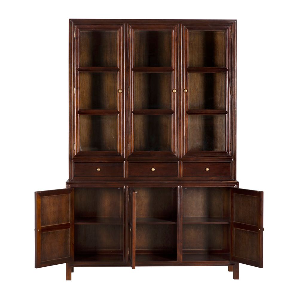 Colonial Wooden Hand Rubbed Brown Hutch - LOOMLAN - Etageres