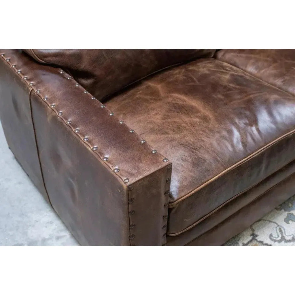 Colorado Tan Grain Leather Couch High Back Made USA - LOOMLAN - Uptown Sebastian - Sofas & Loveseats