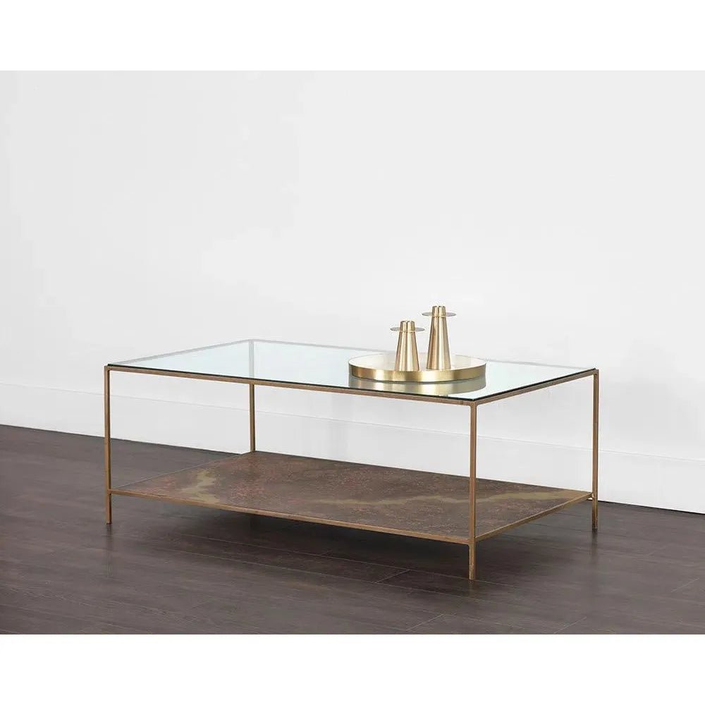 Concord Iron Framed Glass Top Coffee Table - LOOMLAN - SUNPAN - Coffee Tables