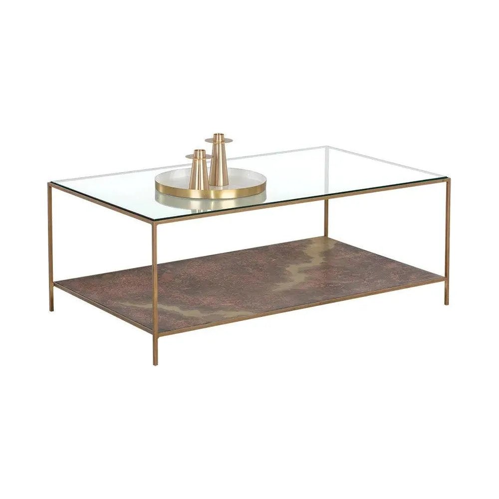 Concord Iron Framed Glass Top Coffee Table - LOOMLAN - SUNPAN - Coffee Tables