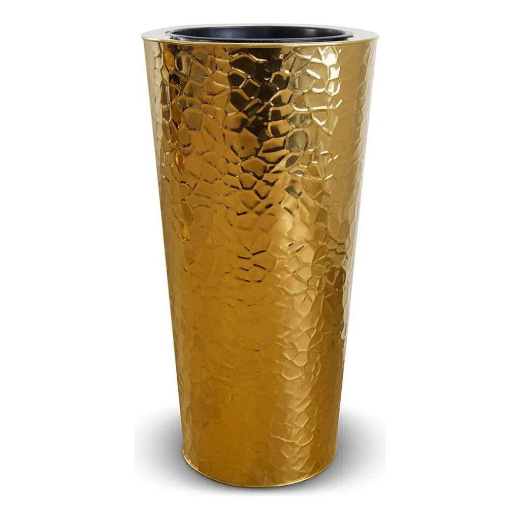 Cone Outdoor Gold Hammered Planter - LOOMLAN - Planters