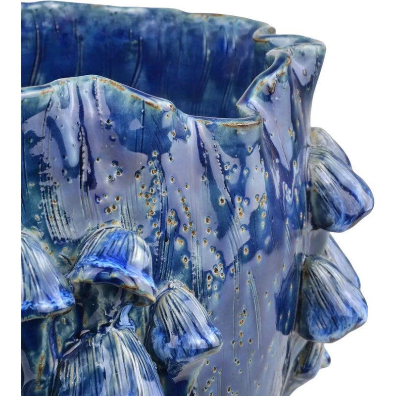 Conical Mushrooms Large Dark Blue Vase - LOOMLAN - Currey & Co - Vases & Jars