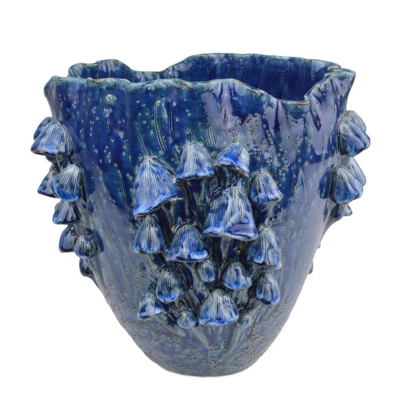 Conical Mushrooms Large Dark Blue Vase - LOOMLAN - Currey & Co - Vases & Jars