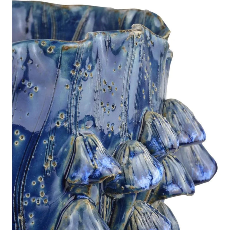Conical Mushrooms Medium Dark Blue Vase - LOOMLAN - Currey & Co - Vases & Jars