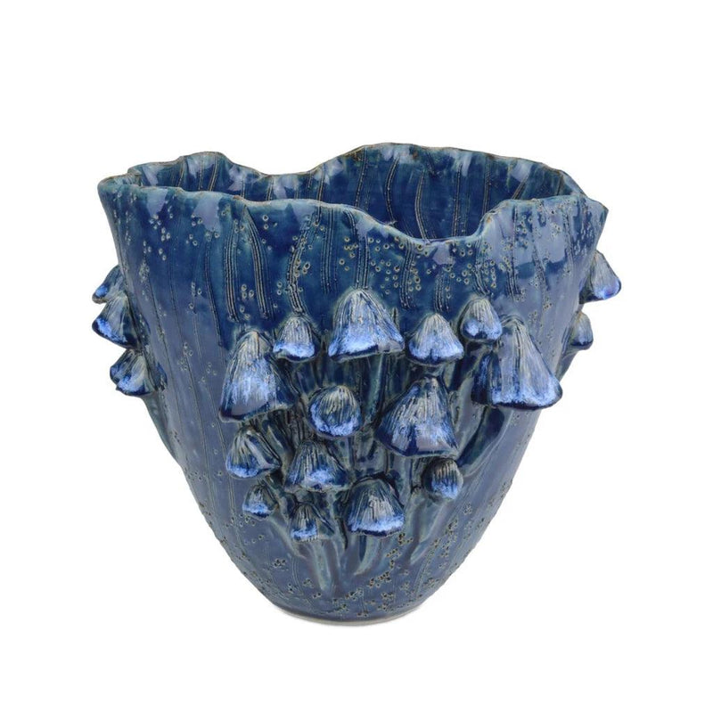 Conical Mushrooms Medium Dark Blue Vase - LOOMLAN - Currey & Co - Vases & Jars