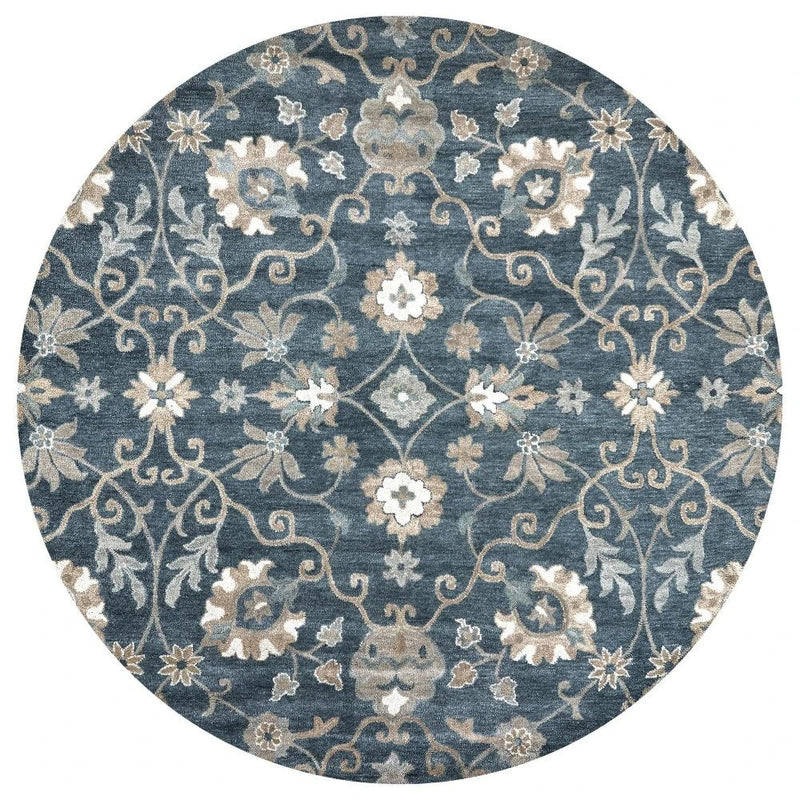 Copa Blue Round Area Rugs For Dining Room - LOOMLAN - LOOMLAN - Area Rugs