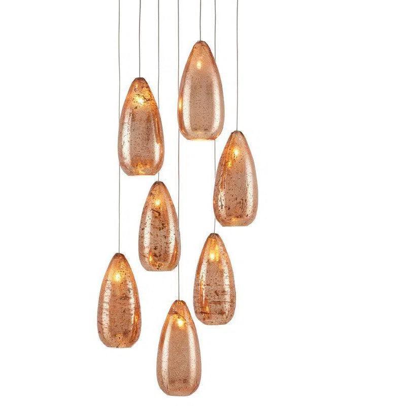 Copper Silver Silver Rame 7 - Light Multi - Drop Pendant - LOOMLAN - Currey & Co - Pendants