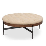 Corbet Cappucino White Leather Cocktail Ottoman - LOOMLAN - Sarreid - Ottomans