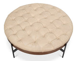 Corbet Cappucino White Leather Cocktail Ottoman - LOOMLAN - Sarreid - Ottomans