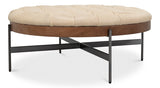 Corbet Cappucino White Leather Cocktail Ottoman - LOOMLAN - Sarreid - Ottomans