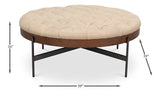 Corbet Cappucino White Leather Cocktail Ottoman - LOOMLAN - Sarreid - Ottomans