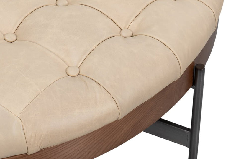 Corbet Cappucino White Leather Cocktail Ottoman - LOOMLAN - Sarreid - Ottomans