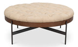 Corbet Cappucino White Leather Cocktail Ottoman - LOOMLAN - Sarreid - Ottomans