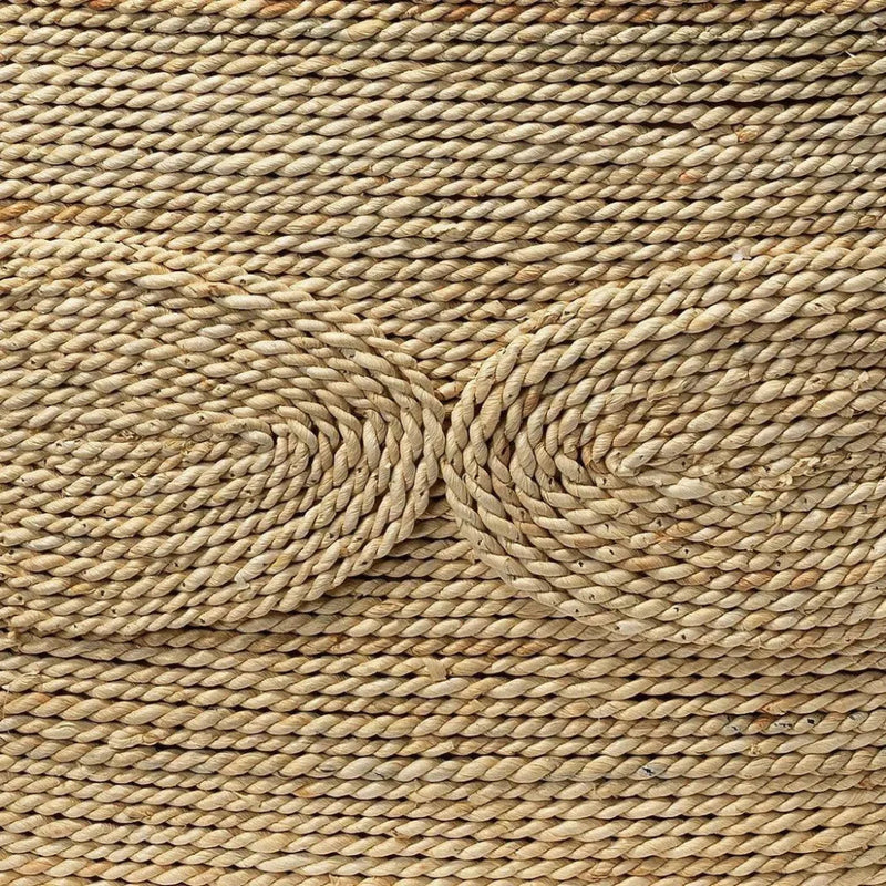 Corn Straw Rope Barbados Oval Coffee Table Glass - LOOMLAN - Jamie Young - Coffee Tables