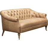 Corrine Leather Tufted Elegance Loveseat - LOOMLAN - Olivia + Quinn - Sofas & Loveseats