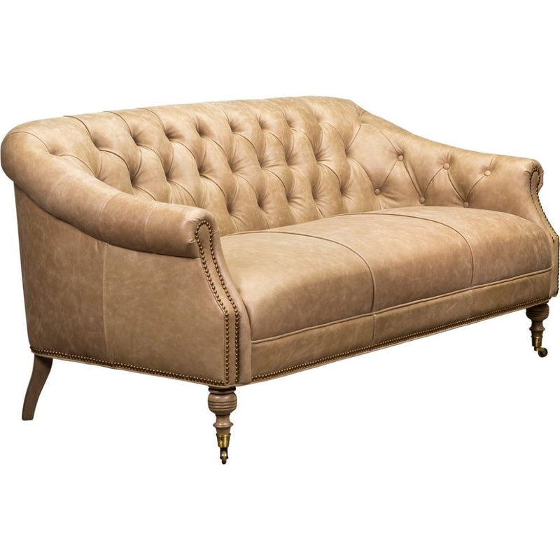 Corrine Leather Tufted Elegance Loveseat - LOOMLAN - Olivia + Quinn - Sofas & Loveseats
