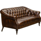 Corrine Leather Tufted Elegance Loveseat - LOOMLAN - Olivia + Quinn - Sofas & Loveseats
