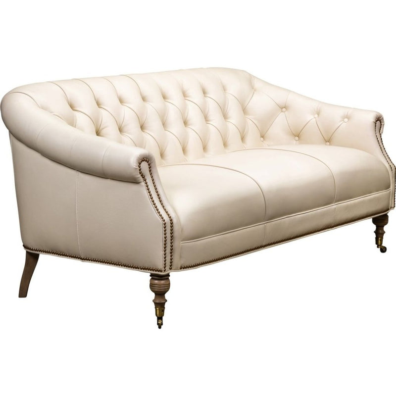 Corrine Leather Tufted Elegance Loveseat - LOOMLAN - Olivia + Quinn - Sofas & Loveseats