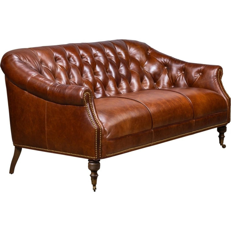 Corrine Leather Tufted Elegance Loveseat - LOOMLAN - Olivia + Quinn - Sofas & Loveseats