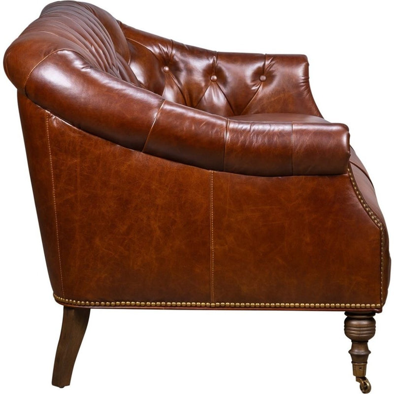 Corrine Leather Tufted Elegance Loveseat - LOOMLAN - Olivia + Quinn - Sofas & Loveseats