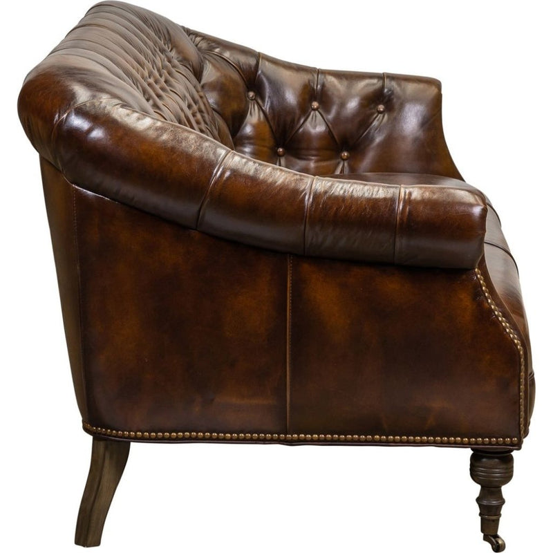 Corrine Leather Tufted Elegance Loveseat - LOOMLAN - Olivia + Quinn - Sofas & Loveseats