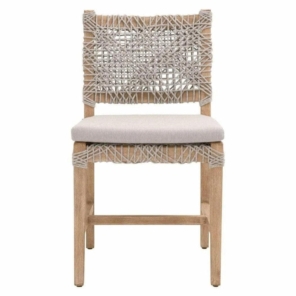 Costa Dining Chair 2PC Taupe & White Rope Mahogany Wood - LOOMLAN - Essentials For Living - Dining Chairs