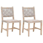 Costa Dining Chair 2PC Taupe & White Rope Mahogany Wood - LOOMLAN - Essentials For Living - Dining Chairs