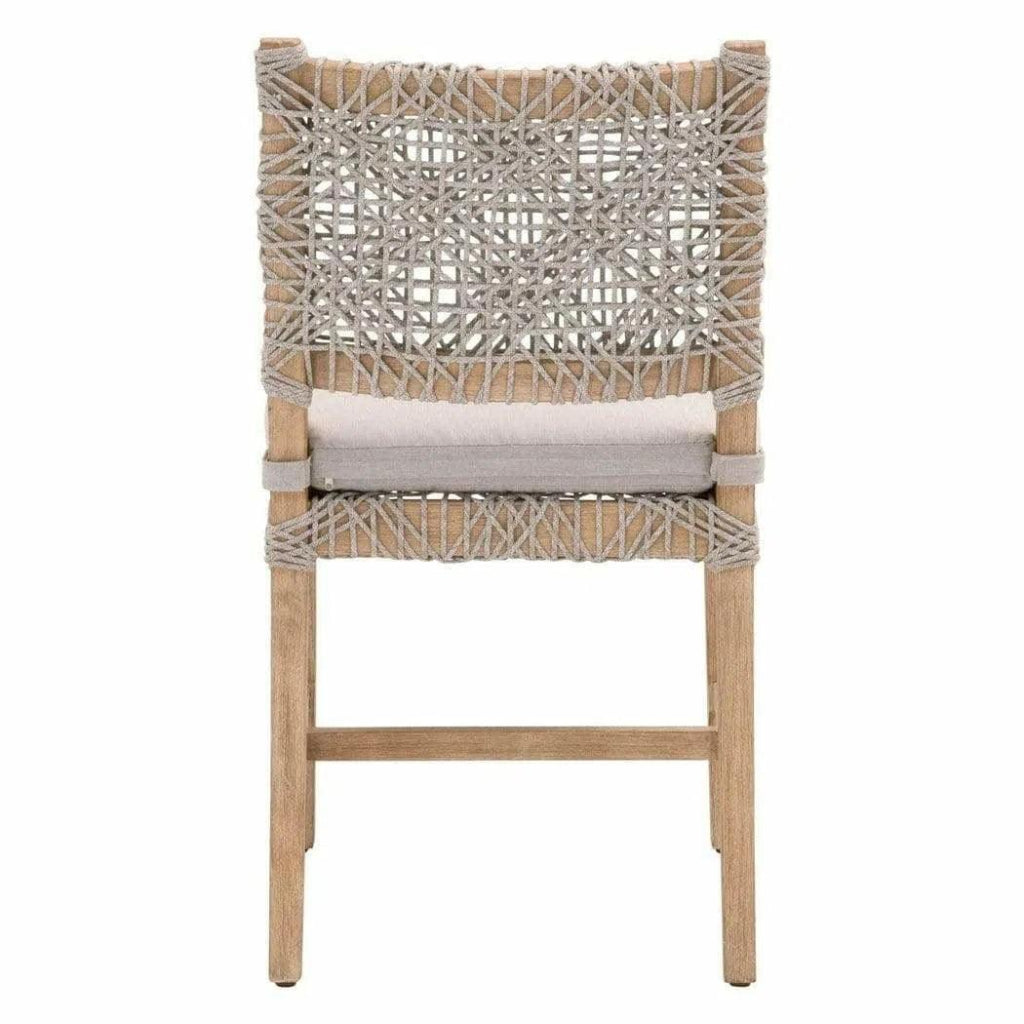 Costa Dining Chair 2PC Taupe & White Rope Mahogany Wood - LOOMLAN - Essentials For Living - Dining Chairs