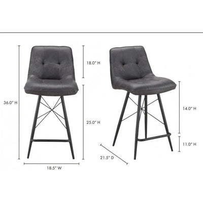 Counter Stool Grey Industrial - LOOMLAN - Moe's Home - Counter Stools