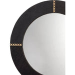 Cowhide Leather Round Cross Stitch Wall Mirror - LOOMLAN - Jamie Young - Wall Mirrors