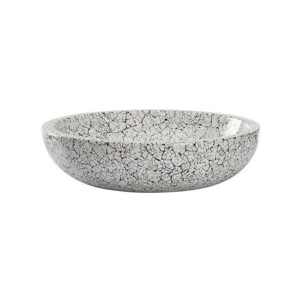 Crackled Hand Laminated White Bowl - LOOMLAN - Chelsea House - Boxes & Bowls