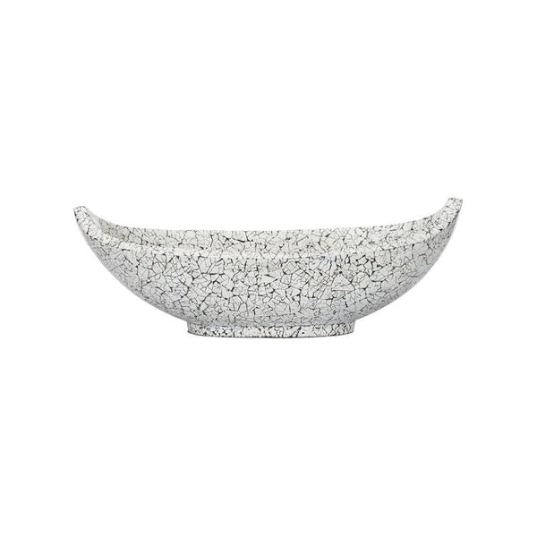 Crackled Hand Laminated White Long Bowl - LOOMLAN - Chelsea House - Boxes & Bowls