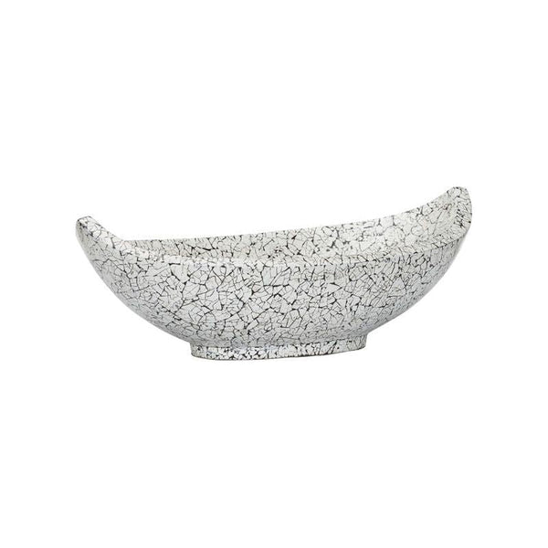 Crackled Hand Laminated White Long Bowl - LOOMLAN - Chelsea House - Boxes & Bowls